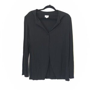 Eileen Fisher Black Open Front Cardigan Size L 100% Rayon Lightweight
